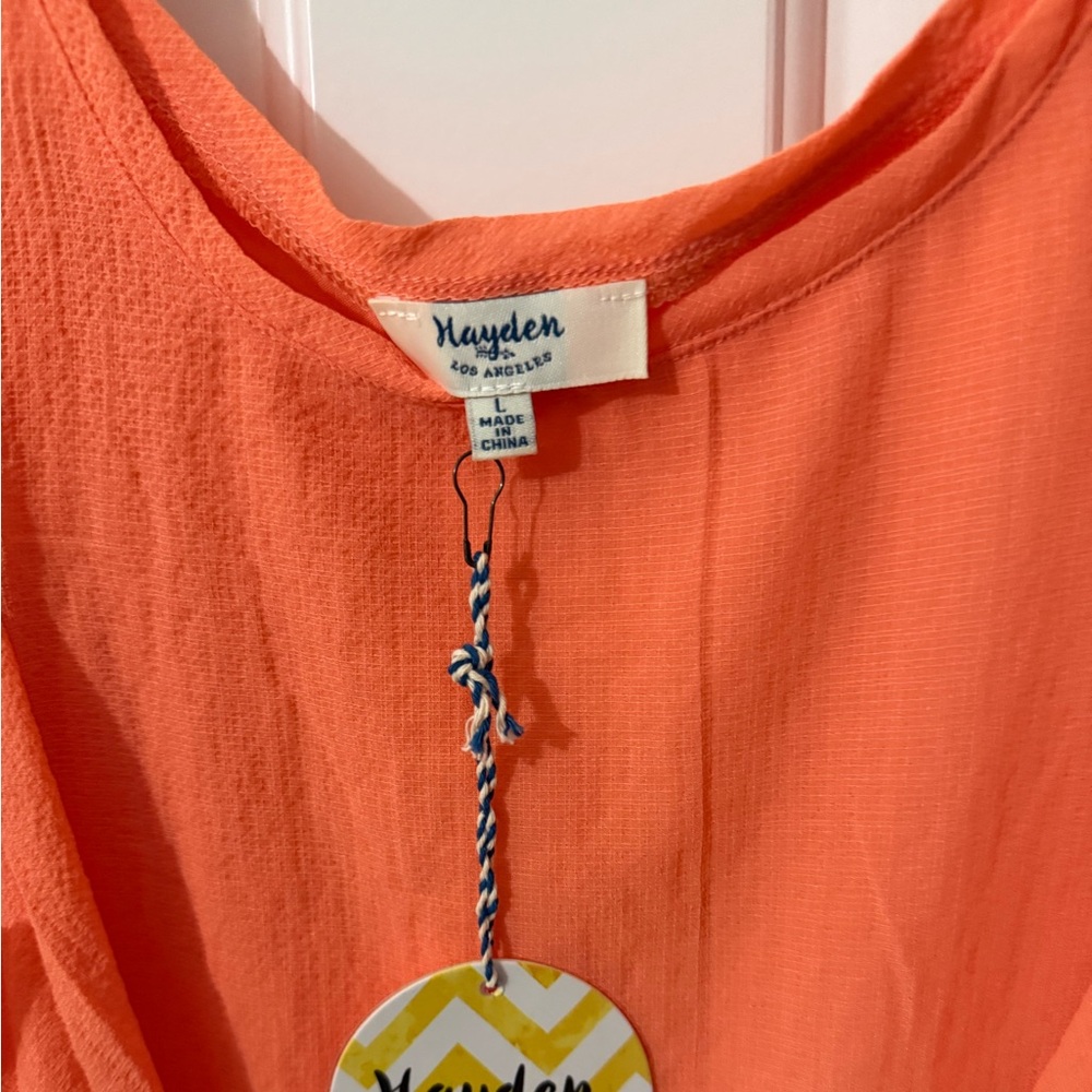 Hayden Orange Ruffle Cold Shoulder Top - Picture 2 of 3